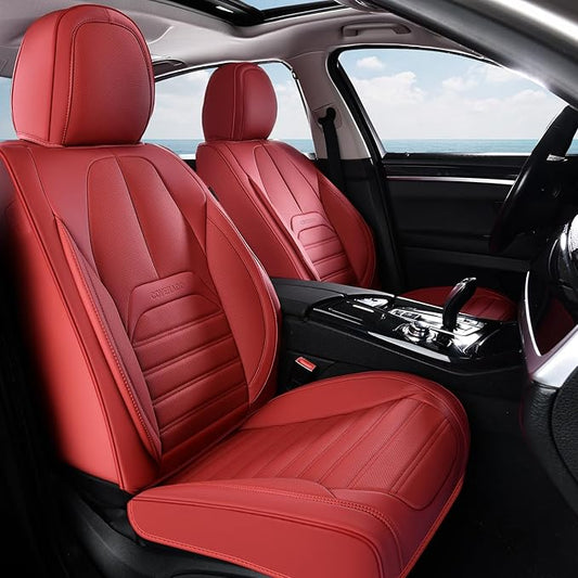 Coverado Seat Covers, Car Seat Covers Front Seats, Automotive Seat Covers, Waterproof Nappa Leather Car Seat Cover, Car Seat Cushion,Red Seat Covers Carseat Cover Universal Fit for Most Cars