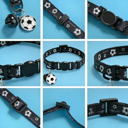 GPS Collar for Cats (Android Only) Pet Tracker, Soccer Style Smart Tag Compatible with Google Find My, Waterproof No Monthly Fee Cat Tracking Collar, Game Day Football Design for Pet Safety