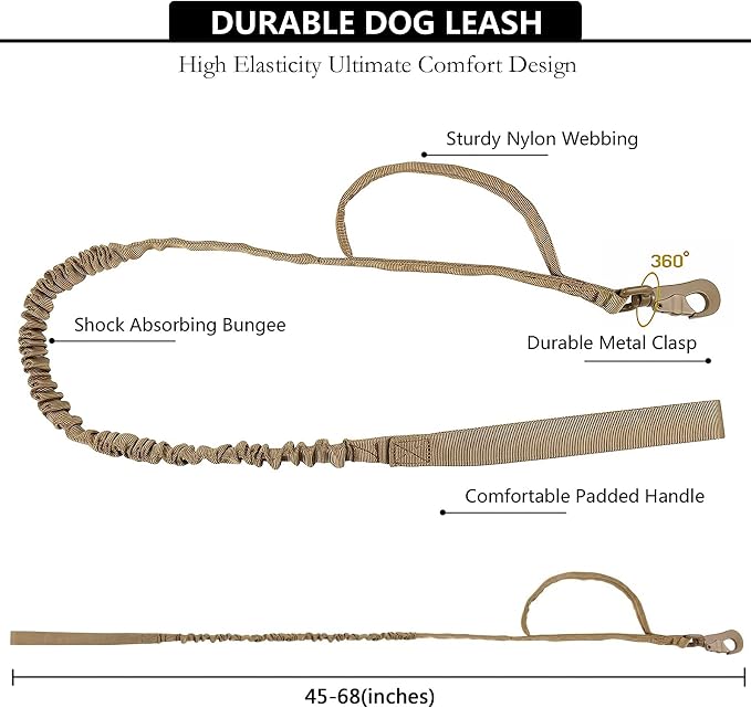 Tactical AirTag Dog Collar Leash Set - Heavy Duty, Adjustable GPS Colla | Compatible with Apple AirTag, with Holder & Control Handle for Medium/Large Dogs [Brown, XL]