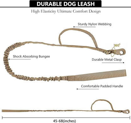 Tactical AirTag Dog Collar Leash Set - Heavy Duty, Adjustable GPS Colla | Compatible with Apple AirTag, with Holder & Control Handle for Medium/Large Dogs [Brown, XL]