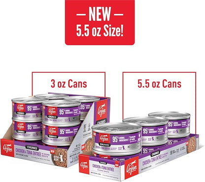 ORIJEN Chunks & Shreds Wet Cat FoodChicken and Tuna Kitten Entrée 5.5oz Cans (6 Count)