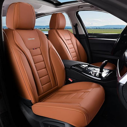 Coverado Car Seat Covers Full Set, Seat Covers for Cars, Front Seat Covers and Back Seat Cover Waterproof Leather Automotive Seat Cover, Universal Car Interior Protectors Cushion for Most Cars