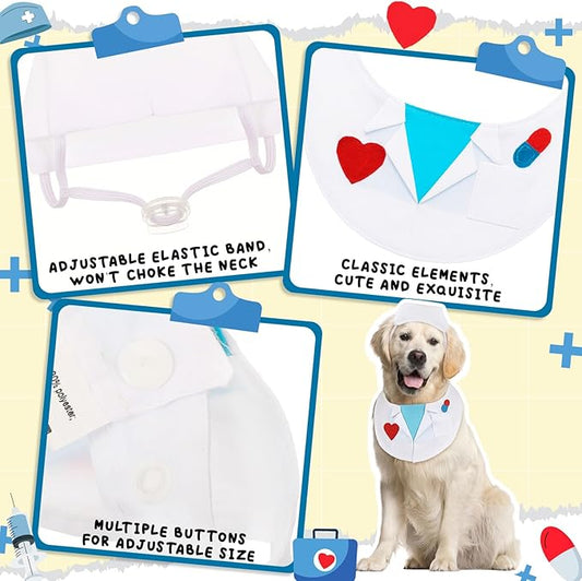 Hillban Dog Doctor Costume Pet Doctor Nurse Cosplay Costume for Large Dogs Cats Puppy Funny Pet Costumes Cosplay Party Vet Clothing Nurse Outfit Cat Apparel Cute Uniform(XL)