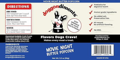 Movie Night Butter Popcorn Dog Food Topper, Fun People Food Flavors, Powder, Small & Large Breeds, Made in USA