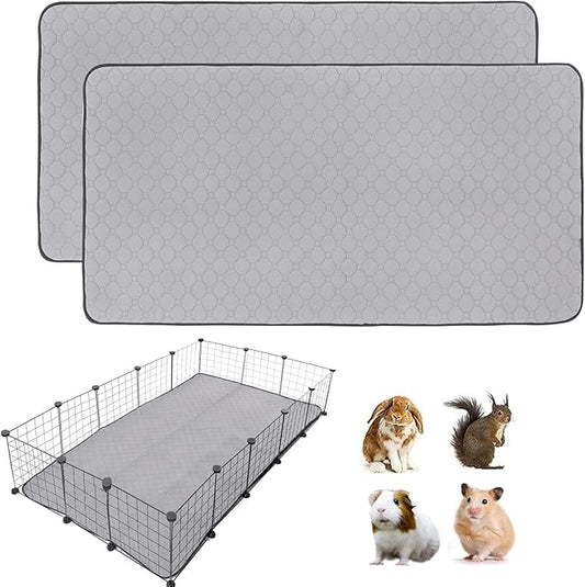 Guinea Pig Cage Liners, 36''X60'' Washable Guinea Pig Pee Pads, Non Slip Reusable Super Absorbent Guinea Pig Training Mat Bedding Fleece for Small Animals Hamster Rabbit Chinchilla Rat, 2Pack