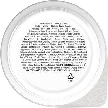 Blue Buffalo Delights Small Breed Natural Wet Dog Food, Rotisserie Chicken Flavor in Gravy, 3.5-oz Cups, 12 Count