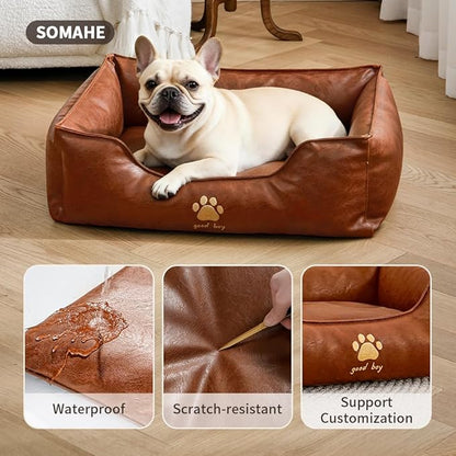 Orthopedic Dog Beds for Small Medium Dogs, Waterproof Pet Bed with Sides, Durable Pet Bed Puppy Bed with Anti-Slip Bottom 24 × 18 × 9 inch Grey