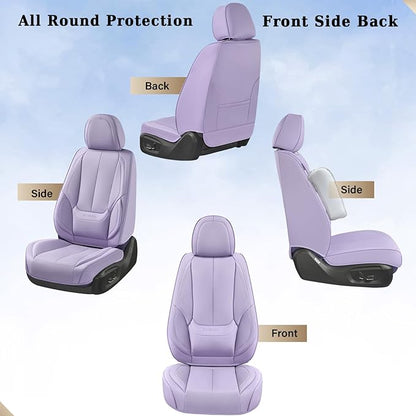 Coverado Seat Covers, Car Seat Covers Front Seats, Leather Seat Covers for Cars, Car Seat Protector Waterproof, Purple Car Seat Cushion, Front Carseat Cover Universal Fit for Most Cars