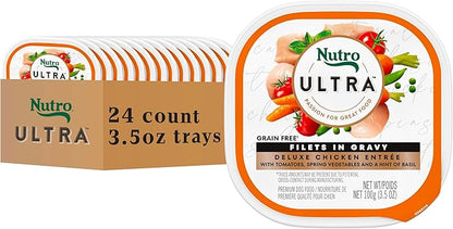 Nutro Ultra Wet Dog Food Grain Free Filets, Adult Dog Food Wet Recipe in Gravy Deluxe Chicken Entree, 3.5 oz. Trays (24 Count, Pack of 1)