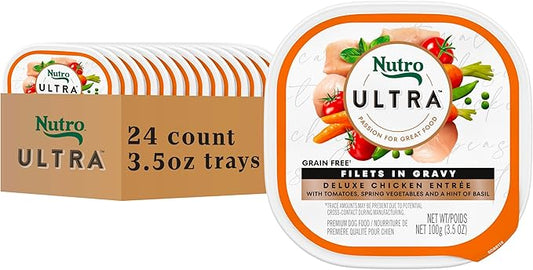 Nutro Ultra Wet Dog Food Grain Free Filets, Adult Dog Food Wet Recipe in Gravy Deluxe Chicken Entree, 3.5 oz. Trays (24 Count, Pack of 1)