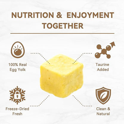 Freeze-Dried Cat Treats and Food Toppers, Simple Egg Yolk with Taurine, 3.5 oz, Support for Heart, Vision &Coat Health