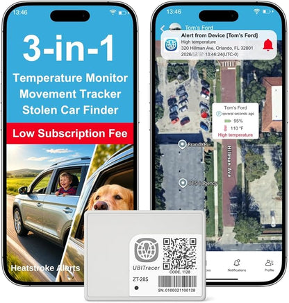 Car/RV Cabin Temperature Monitor w/GPS Tracking & Motion Alerts | See live cabin temperature in the app and receive alerts when unusually high or low conditions require your attention