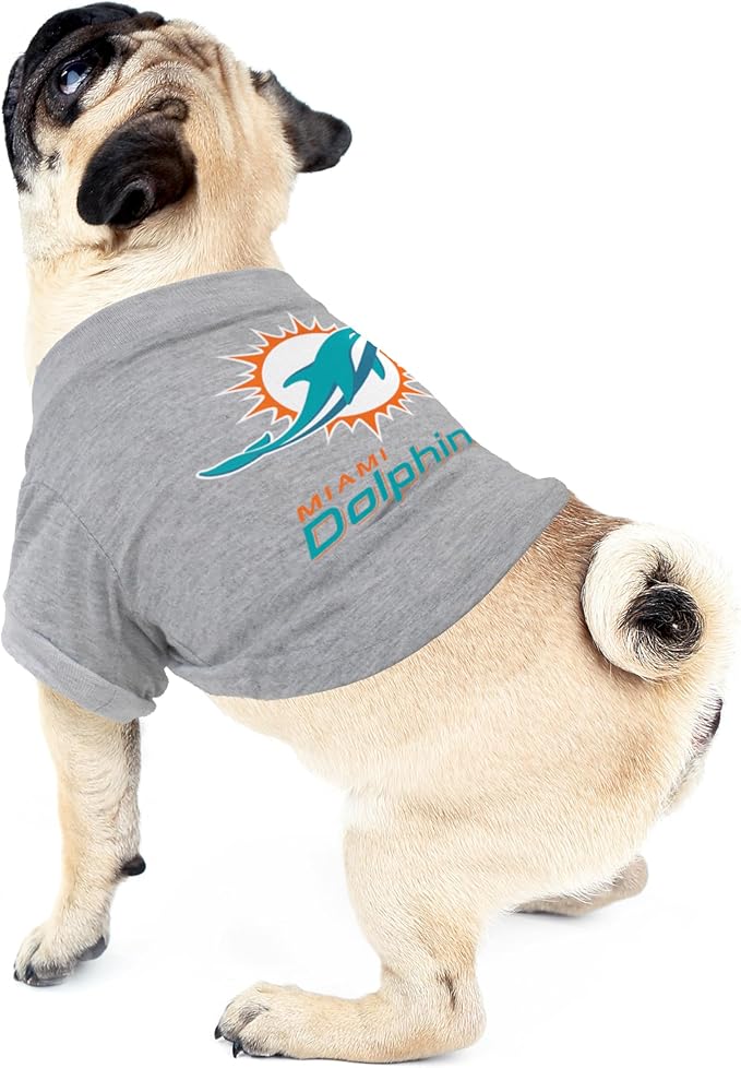 Littlearth NFL Miami Dolphins Pet T-Shirt, Team Color, Large