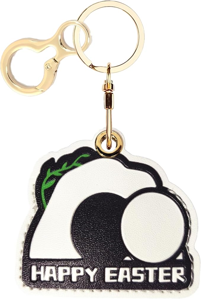 Leather Airtag Keychain Case Holder,Cute Protective Apple Air Tag Cover with Key Ring,Anti-Scratch Hidden Finder GPS Tracker Case for Wallet Keys,Bag,Pets,Backpack(Easter)