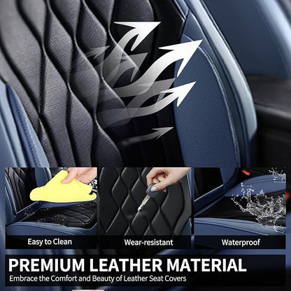 FLORICH Universal Car Seat Covers for Car Front, 2-Pack Automotive Seat Covers Leather Car Seat Protector Fit for Most Sedans SUV Pick-up Truck - Blue&Black