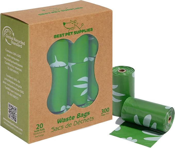 Best Pet Supplies Dog Poop Bags for Waste Refuse Cleanup, Doggy Roll Replacements for Outdoor Puppy Walking and Travel, Leak Proof and Tear Resistant, Thick Plastic - Green (Scented), 300 Bags