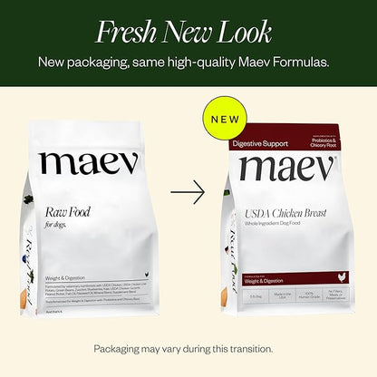 Maev Human-Grade Chicken Dog Food, Weight & Digestion Formula, Whole Ingredient, Gluten-Free, High Protein Puppy & Dog Food, 10 lb