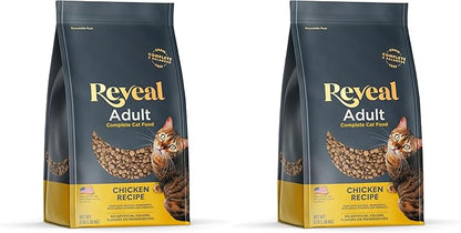 Reveal Natural Adult Dry Cat Food, High Protein, Grain Free with Added Vitamins & Minerals, Complete & Balanced Nutrition for Cats, Chicken Recipe (3 Pound Bag) (Pack of 2)