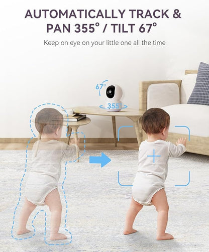 Comfyer Hybrid Video No WiFi & Smart WiFi Baby Monitor - 5" 1080P Split Screen & 2K Camera App Control, Motion Alerts, Sound Detection, HD Night Vision, 5050mAh Battery,Triple Security, 1600ft Range
