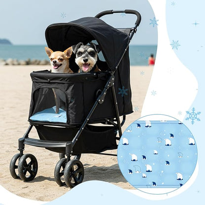 Nuanchu Dog Stroller Cooling Mat Waterproof Outdoor Pet Cooling Mat Washable Summer Cat Sleeping Blanket for Pet Stroller(11.81 x 19.69 Inches,Sky Blue Bear)