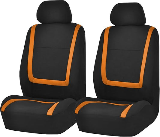 FH Group Car Seat Covers Front Set in Cloth -Car Seat Covers for Low Back Car Seats with Removable Headrest,Universal Fit,Automotive SeatCovers,Washable Car SeatCover for SUV,Sedan,Van Orange