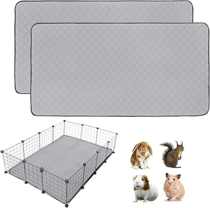 Guinea Pig Cage Liners, 36''X48'' Washable Guinea Pig Pee Pads, Non Slip Reusable Super Absorbent Guinea Pig Training Mat Bedding Fleece for Small Animals Hamster Rabbit Chinchilla Rat, 2Pack