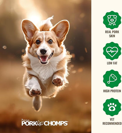 Pork Chomps Roasted Pressed Pork Skin Dog Chew, 7-inch Bone, 1 Count (Pack of 5)