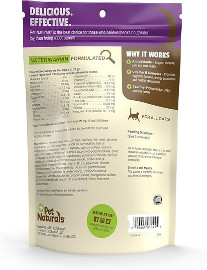 Pet Naturals Daily Multi Multivitamin Soft Chews for Cats, Vet Formulated with Biotin, Taurine, Calcium, and Arginine, Gentle Formula, Value Size, Fish, 160 Count
