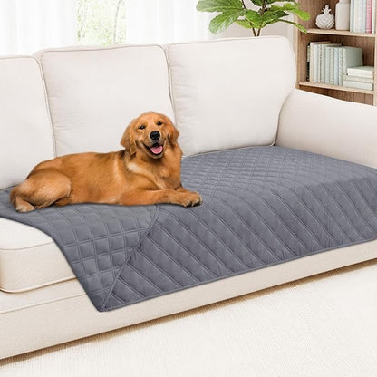 Smiry Waterproof Dog Bed Cover Pet Blanket, Soft Washable Dog Blanket for Furniture Bed Couch Sofa Reversible, Checkered (40"x80", Grey/Grey)