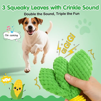 TOOPTATE Dog Chew Toys – Squeaky Corn Dog Toys to Keep Them Busy, Soft Durable Teething Toys for Medium and Large Dogs