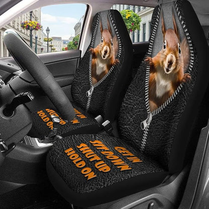 GENANY Funny Squirrel Car Seat Covers Set of 2, Breathable Front Seat Covers for Truck Sedan SUV, Vacation Movie Car Accessories, Christmas Squirrel Gift for Women Men