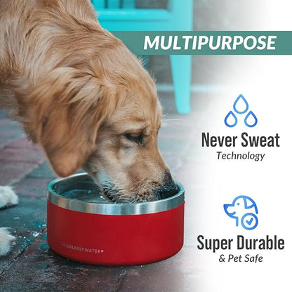 Coldest Dog Bowl - Anti Rust Metal, Non Slip, 3 Layers Insulated Stainless Steel Dog Bowls - Spill Proof & Heavy Duty - Water Bowl for Dogs, Cats & Pets, Dish Washer Safe (42 oz, Celestial Blue)