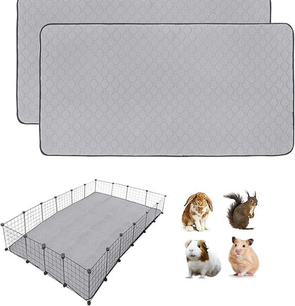 2Pack Guinea Pig Cage Liners, 48''X72'' Washable Guinea Pig Pee Pads, Non Slip Reusable Super Absorbent Guinea Pig Training Mat Bedding Fleece for Small Animals Hamster Rabbit Chinchilla Rat