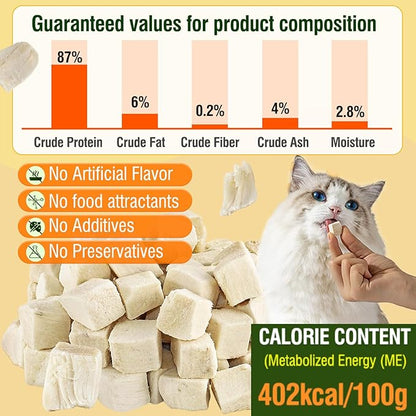 Freeze-Dried Chicken Cat Treats, 3.52 oz Chicken Cube Snacks for Pets, Single Ingredient Chicken Dog Treat Bite-Sized Pieces
