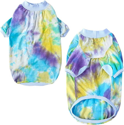 Blue Tie Dye Dog Clothes for Medium Dogs Breathable Cotton Dog Shirt Dog Pajamas Big Dogs Boy Girl Medium