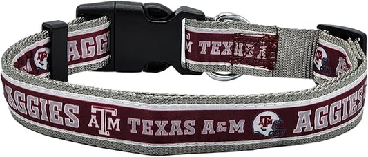 Pets First Collegiate PET Collar New Version Texas A&M Aggies Dog Collar, Size Small. Best Sports Team Color for Dogs & Cats. A Shiny & Colorful Dog & Cat Collar Licensed by The NCAA