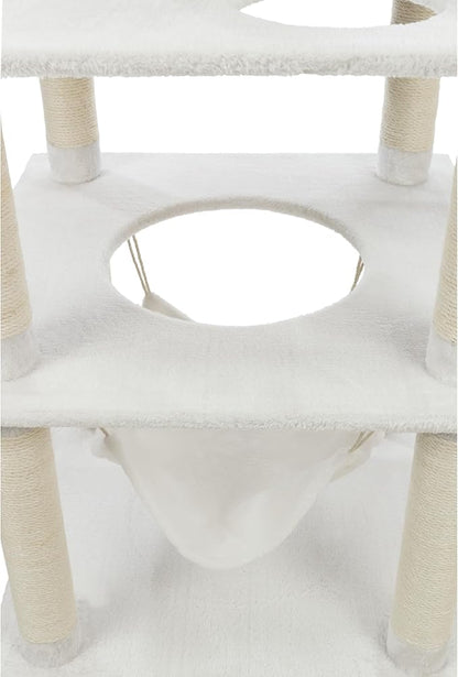 TRIXIE Abby 63.5" Cat Tower, 4-Level Sisal & Plush Cat Tree, Cat Scratcher, Condo, Hammock, Platforms Dangling Cat Toy