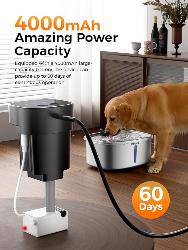 Water Fountain for Dogs Home Outdoor Multi-Pet Stainless Steel 10L/2.64gal Wireless Large Dogs Motion Sensor Dispenser Filtered Cordless Bowl Waterer -Wireless Stainless Steel&1Filters