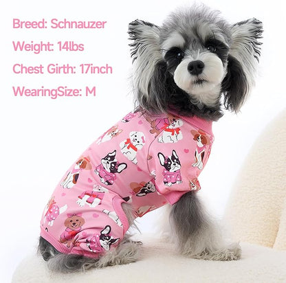 XPUDAC 4 Pack Dog Pajamas Cute Soft Dog Clothes for Small Medium Dogs Boy Girl Stretchy Pjs Jammies Outfit Puppy Onesies, X-Large