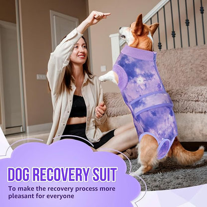 Lukovee Recovery Suit for Dogs, Zipper On Recovery Suit for Female Male Dog, Onesie Abdominal Wounds Cone E-Collar Alternative Prevent Licking Spay Recovery Suit (XXL,TPU)