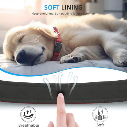Upgraded AirTag Dog Collar, IP68 Waterproof Air Tag Dog Collar Holder, Reflective, Ultra-Durable, Comfortable Padded, Heavy Duty Dog Collars for Small Medium Large Dogs (S (10.6"-13.6"), Red)