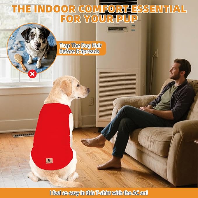 KOOLTAIL Dog Clothes for Large Dogs Boy Girl, 2 Pack Cotton Fall/Winter Warm Dog T Shirts Coats for Outdoor, UV & Insect Protection Anti-Hair Loss & Lightweight Pet Vest Tank Tops Apparel, Black&Red L