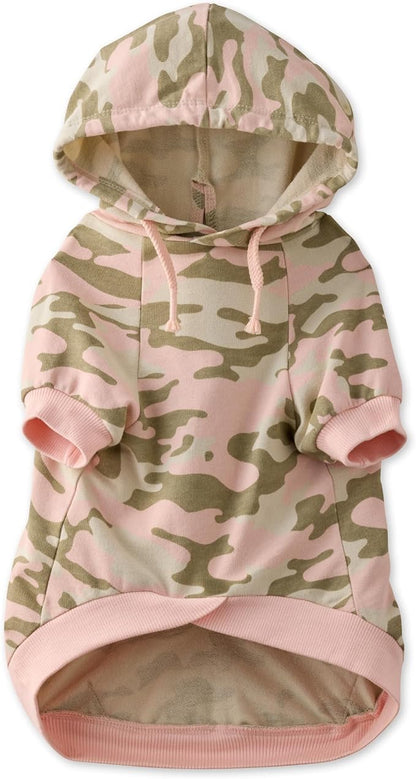 Pet Passion Rocky – The Original Lightweight Hooded Tee 100% Organic Cotton Dog Hoodie Pet Coat Sweater for All Sized Dogs, Pink Camo, Small (10-25 lbs)