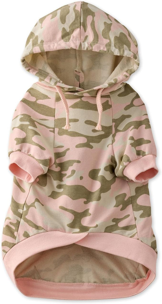 Pet Passion Rocky – The Original Lightweight Hooded Tee 100% Organic Cotton Dog Hoodie Pet Coat Sweater for All Sized Dogs, Original Pink Camo, Medium (20-45 lbs)