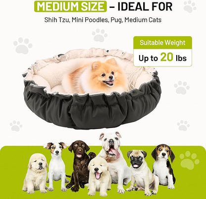 Cat Beds for Indoor Cats,Washable Round Pet Bed for Puppy and Kitty,Super Soft Durable Fabric Pet Beds, Washable Luxury Cat & Dog Bed 24.8inch