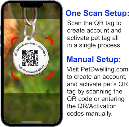 Pet Dwelling QR Code Pet ID Tag – Smart Dog & Cat ID Tags for Pet Safety, Free Personalized Online Profile, Instant Scan Alerts, AI Insights (Summer Blue Paw)