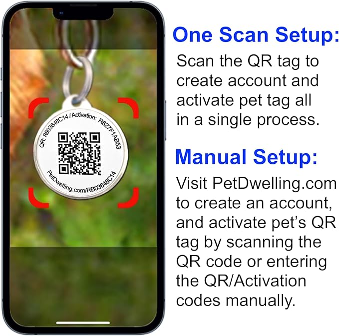 Pet Dwelling QR Pet Tag – Easy Scan Instant Location Alerts, Online Pet Profile with AI Feature for Dogs & Cats (Pink Paw)