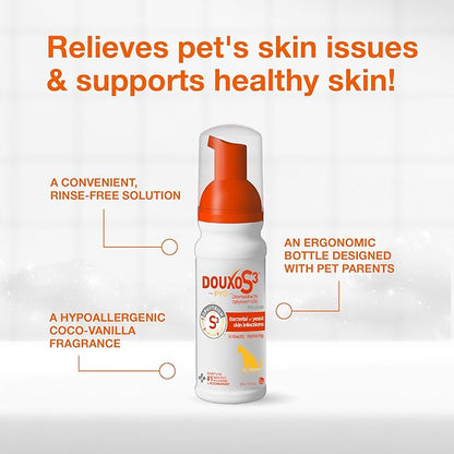Douxo S3 Pyo Mousse, Contains 3% Chlorhexidine & 0.5% Ophytrium, Antiseptic & Hydrating, for Bacterial or Yeast Skin Infections, for Dogs, 5 fl. oz. (150mL)