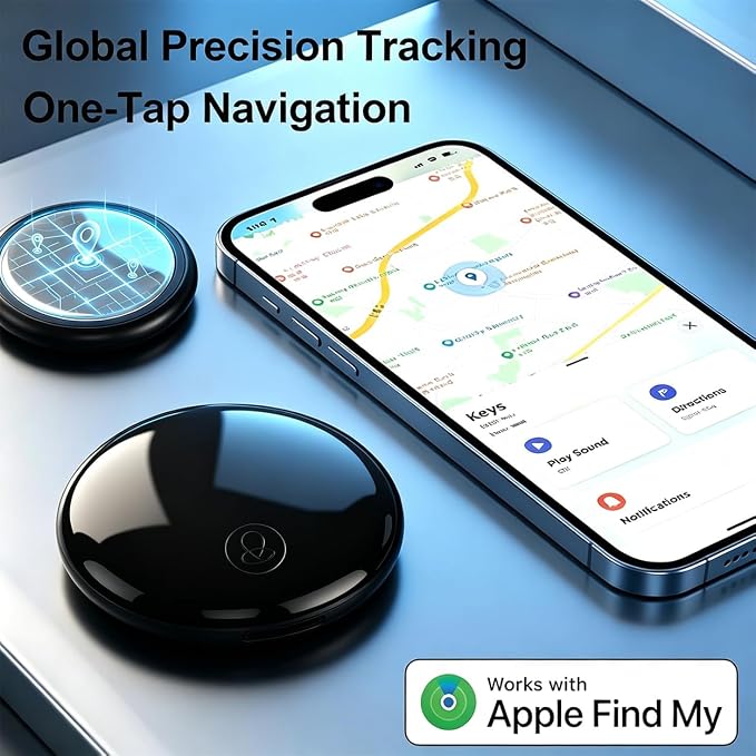 GPS Tracker for Dogs & Cats, No Monthly Fee, No SIM Card, Real-Time Positioning & Smart Anti-Lost Alerts,Mini Waterproof Drop-Proof Pet Tracker,Long Battery Life,for iOS Find My【Apple MFi Certified】 ﻿