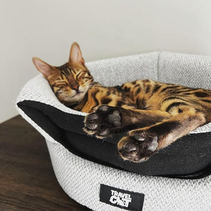 Travel Cat Meowbile Indoor Cat House - 25x18x17 inches Premium Convertible and Durable Hideaway Cat Bed and Cave (Gray, Medium)